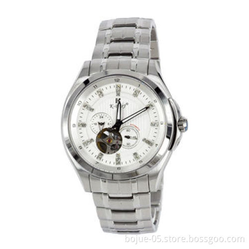 White and silvery mechanical watch